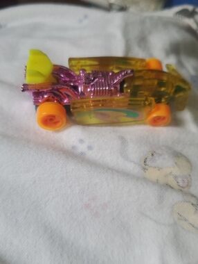 Hot Wheels 1994 Bright Yellow & Pink Kids Toy Race Car